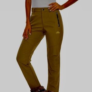 Women’s Fleece Lined Waterproof Insulated Ski Pants/Winter warm hiking pants.